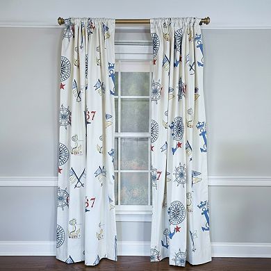 Ralph Lauren Navigator 100% Cotton Rod Pocket Window Curtain set of 2 Panels