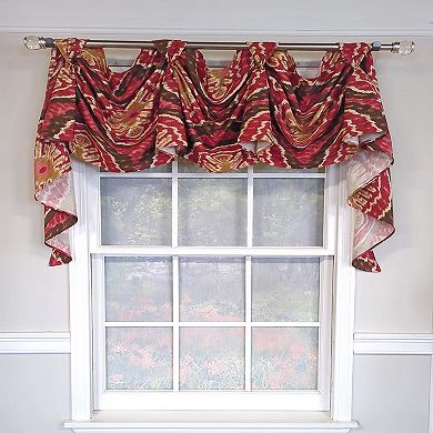 Begonia 3-S Victory 100% Cotton Tab Top Swag Window Curtain 54" x 25" Red