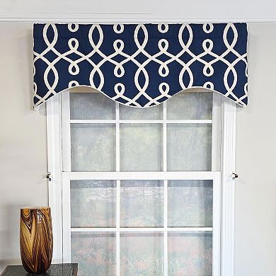 Oblique Cornice 100% Cotton Rod Pocket Lined Window Valance 50" x 17" Navy