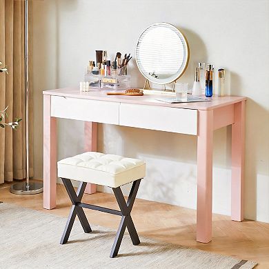 X-Leg Linen Ottoman Stool Side 16.14x12.01x17.72