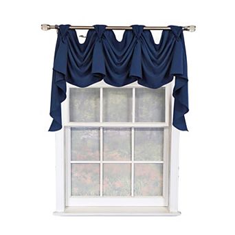 Classic Solid 3-S Victory 100% Cotton Tab Top Swag Window Curtain 54" x 25" Navy
