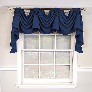 Classic Solid 3-S Victory 100% Cotton Tab Top Swag Window Curtain 54" x 25" Navy