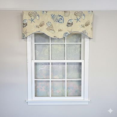 Beachbound Cornice 100% Cotton Rod Pocket Lined Window Valance 50" x 17" Blue