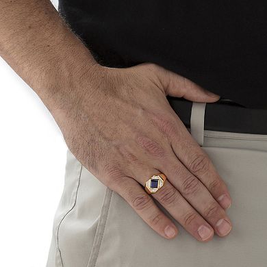 PalmBeach Jewelry Men's 1.24 Cttw. 18k Gold-plated Silver Square-Cut Created Sapphire Ring