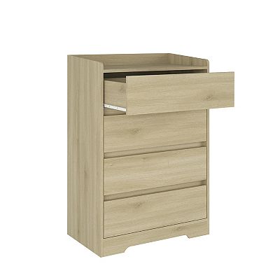 Modern 4 Drawer Dresser, Handle-Free Chest of Drawers for Bedroom