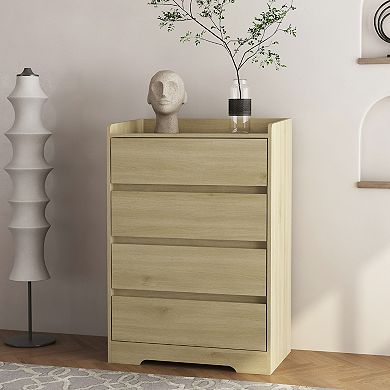 Modern 4 Drawer Dresser, Handle-Free Chest of Drawers for Bedroom