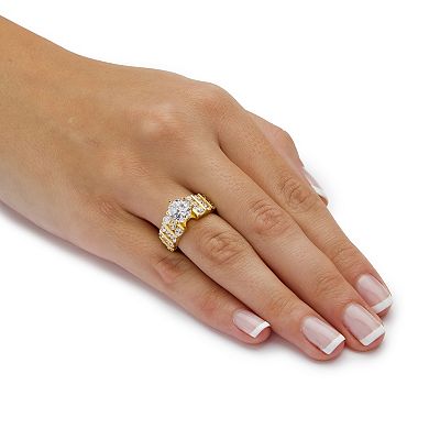 PalmBeach Jewelry 3.36 TCW Round Cubic Zirconia Gold-Plated Sterling Silver Ring