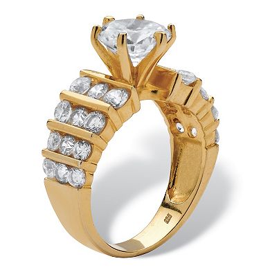 PalmBeach Jewelry 3.36 TCW Round Cubic Zirconia Gold-Plated Sterling Silver Ring
