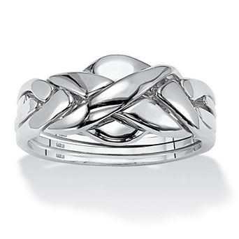 PalmBeach Jewelry Platinum-plated Sterling Silver Interlocking Puzzle Ring