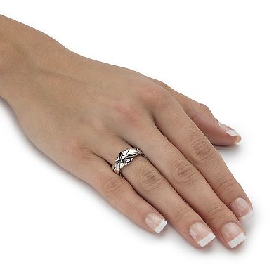 PalmBeach Jewelry Platinum-plated Sterling Silver Interlocking Puzzle Ring
