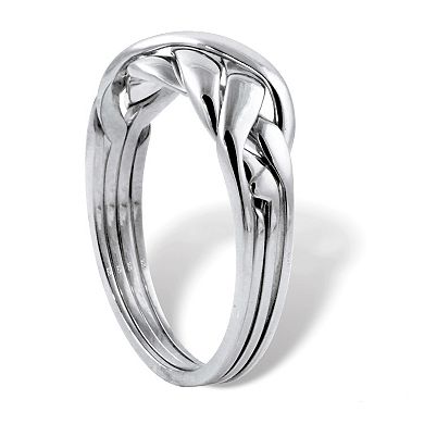 PalmBeach Jewelry Platinum-plated Sterling Silver Interlocking Puzzle Ring