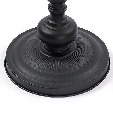 Metal Coffee Table End Table, Round 15.7" Diameter x 20" Height Side Table with Frost Black Ironwork