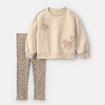 Toddler Girl Carter's 2 pc Leopard Fleece Long Sleeve Top & Pant Set