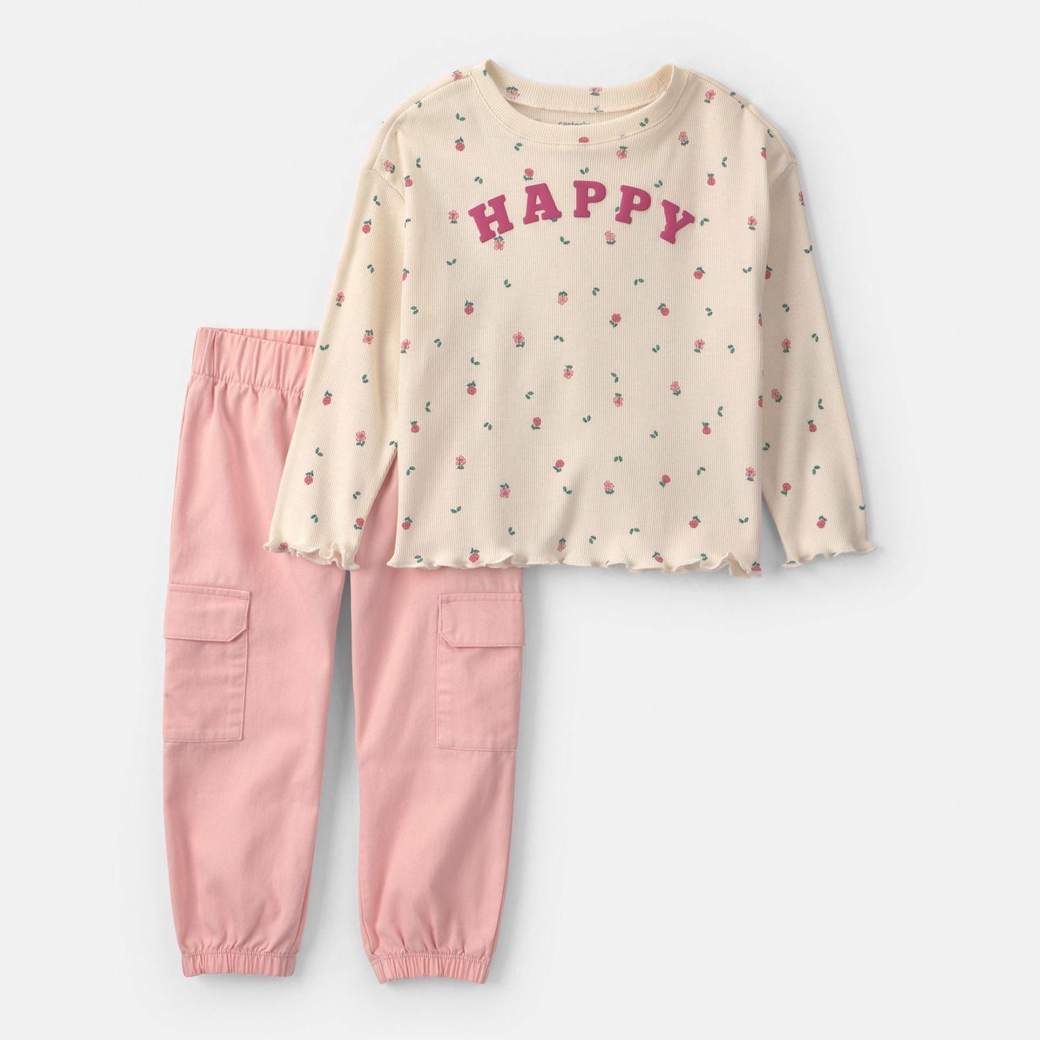 Комплект Carter's 2 pc 'Happy' Long Sleeve Top & Cargo Pants Set для девочек-малышей