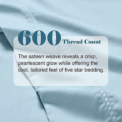 SUPERIOR Imperia 600 Thread Count Cotton Blend Dash Stitch Embroidered Hem Pillowcase Set