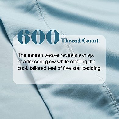 SUPERIOR Pandora 600 Thread Count Cotton Blend Dash Stitch Embroidered Hem Pillowcase Set