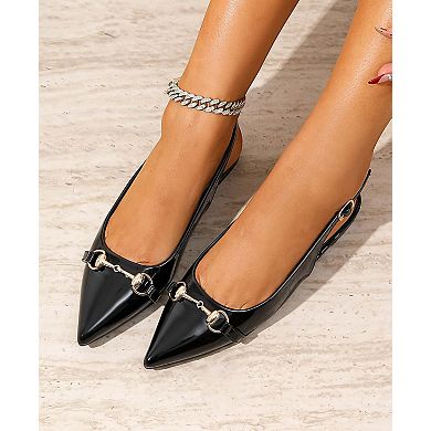 Berness Rio Patent Slingback Flats with Gold-Tone Bit
