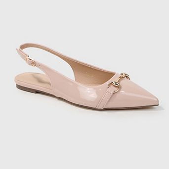 Rio Patent Slingback Flats with Gold-Tone Bit