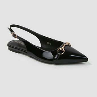 Rio Patent Slingback Flats with Gold-Tone Bit