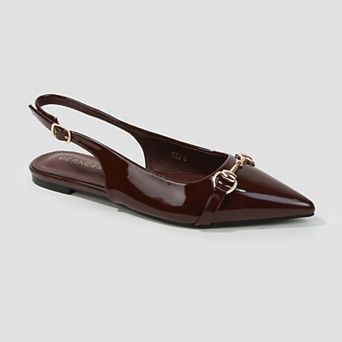 Rio Patent Slingback Flats with Gold-Tone Bit