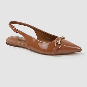 Rio Patent Slingback Flats with Gold-Tone Bit