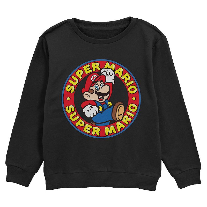 Boys 6-20 Nintendo Super Mario Jump Stamp Crew Fleece Sweatshirt, Boy's, 