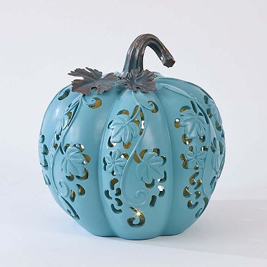BrylaneHome Pre-Lit Carved Resin Pumpkin