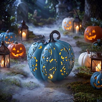 BrylaneHome Pre-Lit Carved Resin Pumpkin