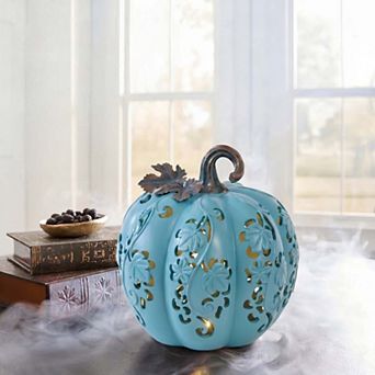 BrylaneHome Pre-Lit Carved Resin Pumpkin
