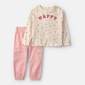Baby Girl Carter's 2 pc 'Happy' Long Sleeve Top & Pants Set