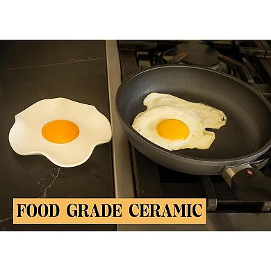 Fried Egg Ceramic Spoon Rest for stove top and kitchen counter, Dishwasher-Safe, decor