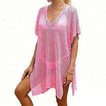 Womens Knit Swimsuit Cover Up Lace Up Beach Cover Up Dress
