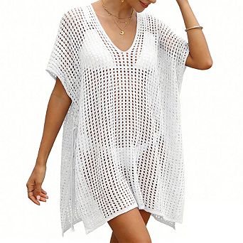 Womens Knit Swimsuit Cover Up Lace Up Beach Cover Up Dress