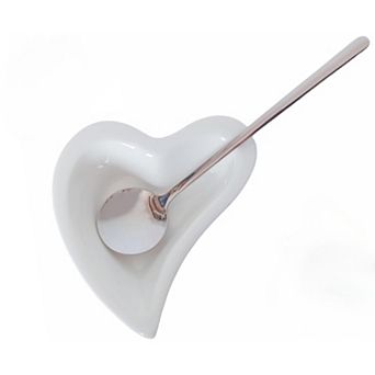 Coffee &Heart Cute Mini Tea Spoon and Rest Set for Coffee Bar Accessories