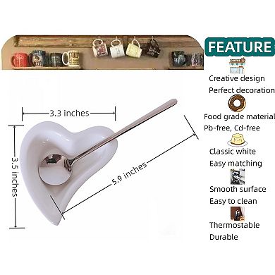 Coffee &Heart Cute Mini Tea Spoon and Rest Set for Coffee Bar Accessories