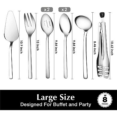 Large Hostess Serving Utensils Set, Stainless Heavy Duty 10-inch Utensils for Buffet