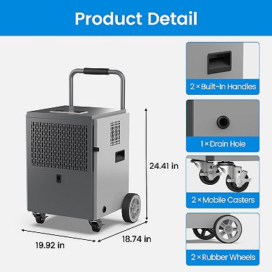 100 pt. 4500 sq. ft. Commercial Dehumidifier in. Blacks with Bucket