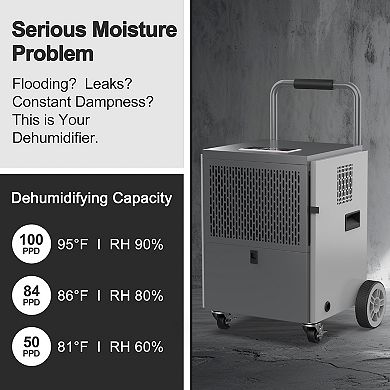 100 pt. 4500 sq. ft. Commercial Dehumidifier in. Blacks with Bucket