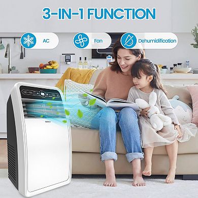 12,000 BTU Portable Air Conditioner Cools up to 400 sq. ft. 3-Fan Speeds and Remote