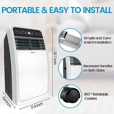 12,000 BTU Portable Air Conditioner Cools up to 400 sq. ft. 3-Fan Speeds and Remote