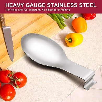 2 Spoon Rest, Stainless Spoon Ladle Holder for Kitchen Stove Top, Dishwasher Safe