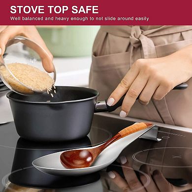 2 Spoon Rest, Stainless Spoon Ladle Holder for Kitchen Stove Top, Dishwasher Safe