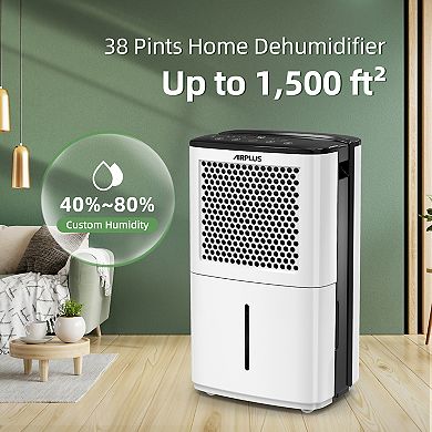 38 pt. 2000 sq. ft. Portable Dehumidifier in White with 3.8 L Tank, Auto Defrost, Variable Speeds