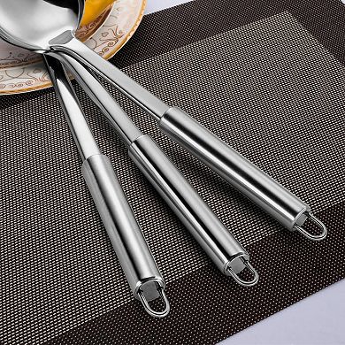 3-Piece Silver Stainless Steel utensils set for Parties, Serving Spoons for Buffet