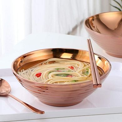 Ramen Noodle Soup Bowl,2 Sets Double Layer 18/8 Stainless Steel Bowl(7.09 inch)