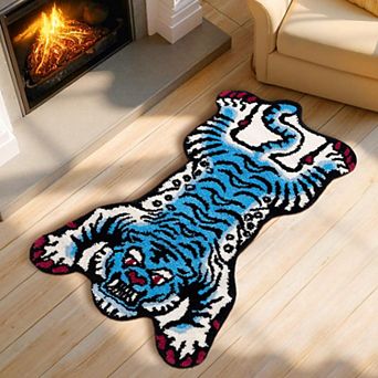 Tibetan Tiger Bath Mat - Soft Shaggy Rug, Non-Slip, Ultra Absorbent, Machine Washable