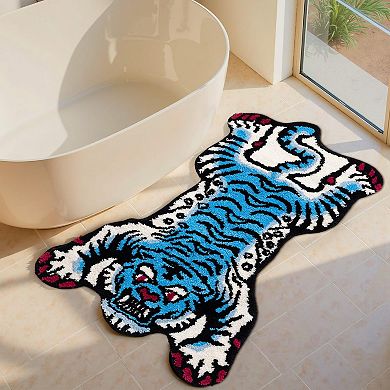 Tibetan Tiger Bath Mat - Soft Shaggy Rug, Non-Slip, Ultra Absorbent, Machine Washable
