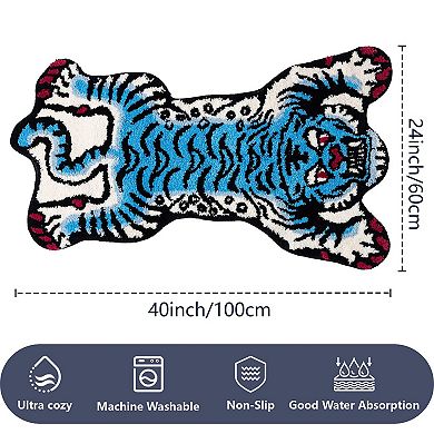 Tibetan Tiger Bath Mat - Soft Shaggy Rug, Non-Slip, Ultra Absorbent, Machine Washable