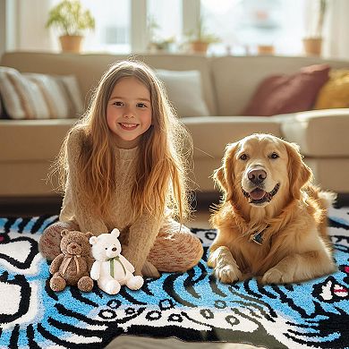 Tibetan Tiger Bath Mat - Soft Shaggy Rug, Non-Slip, Ultra Absorbent, Machine Washable