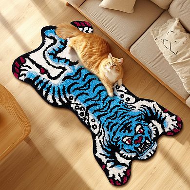 Tibetan Tiger Bath Mat - Soft Shaggy Rug, Non-Slip, Ultra Absorbent, Machine Washable
